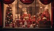Photo of a Festive Holiday Window Display Filled With Colorful Presents