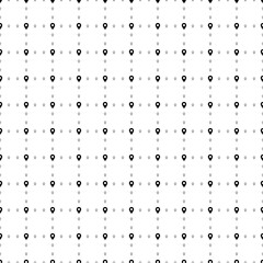 Poster - Square seamless background pattern from geometric shapes are different sizes and opacity. The pattern is evenly filled with small black location symbols. Vector illustration on white background