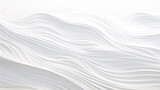 Fototapeta  - Minimalistic abstract background with white 3D paper waves. Banner with white glossy soft wavy embossed texture isolated on white background.  Horizontal poster with copy space for text.