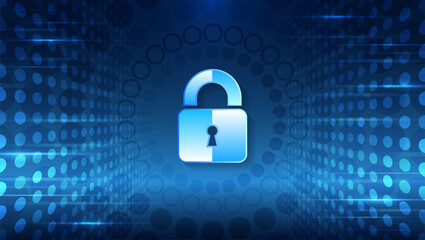 Fototapete - Vector illustration of data security services. Data protection, privacy, and internet security concept. Hi-tech various background. Cyber security for business and internet projects.