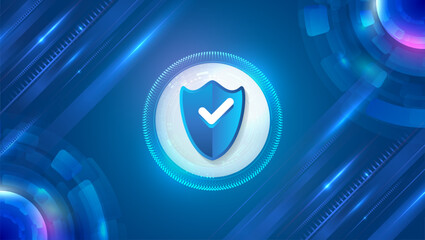 Fototapete - Vector illustration of data security services. Data protection, privacy, and internet security concept. Hi-tech various background. Cyber security for business and internet projects.