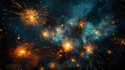Wall Mural - Firework On Black Dark Sky Background, Bright Background, Background Hd