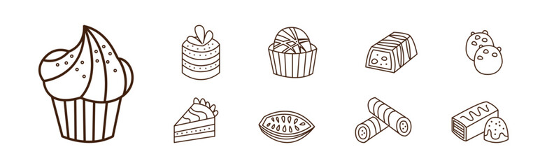 Poster - Sweet Pastry and Dessert Line Element Vector Set