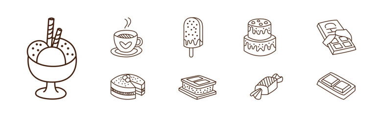 Poster - Sweet Pastry and Dessert Line Element Vector Set