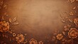 Vintage flowers pattern background  with copy space, old grunge brown paper texture
