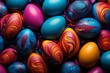 Vibrant Easter eggs backdrop for lively design projects. Generative AI