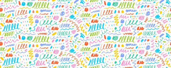 Aufkleber - Swirls and squiggles childish cute seamless pattern.