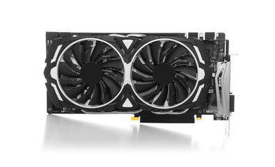 Aufkleber - Powerful graphic video card of a personal computer isolated on a white background.