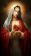 Nativity Scene - The Blessed Virgin Mary with a red rose in her hands. Immaculate Heart of the Holy Mary.