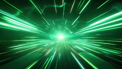 Poster - green abstract background with lights and lines generative ai