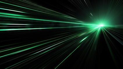 Poster - green lines in motion on a black background generative ai