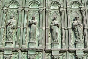 detail of facade of cathedral in spain, photo as a background , in sant antonio prato della valle, padova, padua italy