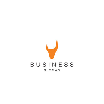Bull Head Logo, bull horn minimalist bull head logo design, vector illustration
