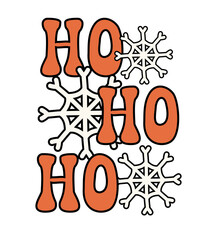 Sticker - Vector groovy Christmas Santa ho ho ho lettering isolated on white background