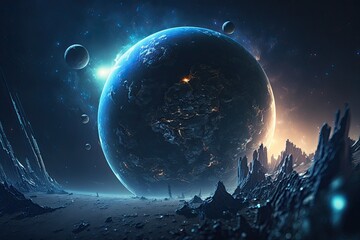 Wall Mural - alien world, deep space landscape