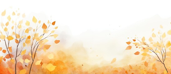 Poster - A paper with a watercolor background that depicts an abstract autumn atmosphere painted by hand