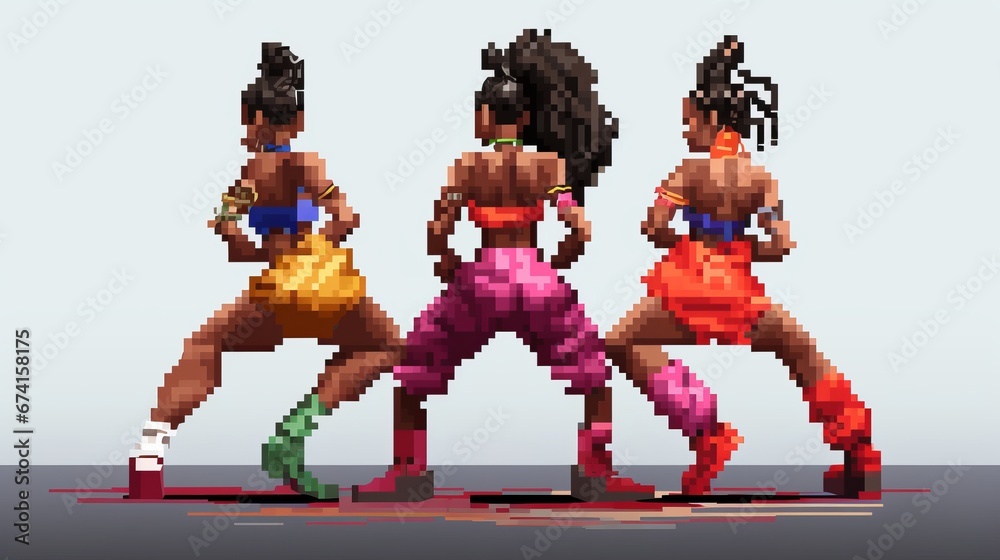 Ilustração woman hip hop Miami bass twerk dance in the style of classic ...