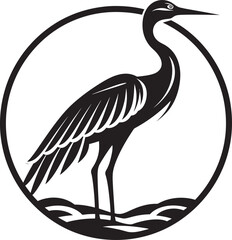 Sticker - Heron Silhouette in Vector Art Abstract Heron Logo Icon