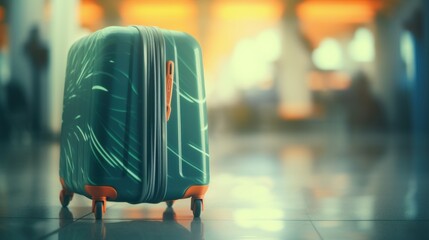 Canvas Print - A suitcase with wheels on the floor, AI