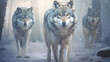 © kichigin19 - a group of wild wolves in the winter forest, wildlife
