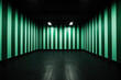 © Hamburn - Empty room interior with colorful green and black striped pattern for presentation display