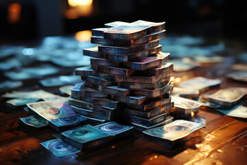 Poster - a stack of international currency, illustrating global commerce and currency exchange in the busines