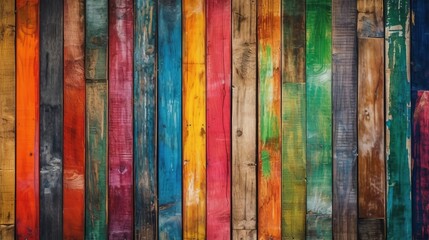 Old rustic abstract painted wooden wall table floor texture - wood background panorama banner long, rainbow painting colors LGBT, seamless pattern. Decor concept. Wallpaper concept. Art concept. Desig
