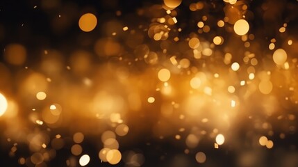 Wall Mural - Gold Christmas background defocused blurred light bokeh effect