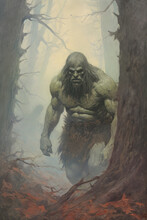 Monstrous Ogre: Foggy Swamp
 , Dark Medieval Fantasy,Old School  RPG Illustration