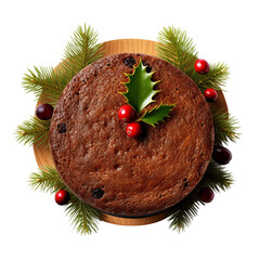 christmas cake with red berries