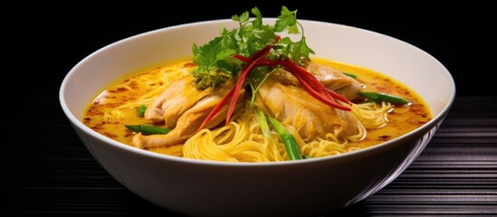 Sticker - Chicken noodle soup with a Thai twist featuring yellow curry and inspired by the cuisine of Northern Thailand