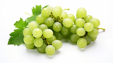 Lot of Shine Muscat grapes and cut Shine Muscat on white background