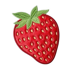 strawberry embroidery patch isolated on transparent background. fruit decoration for fashionable gir