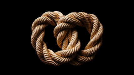 Wall Mural - the gordian knot of rough rope is isolated on a black background