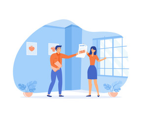 Poster - tax refund. man and woman tax return business, flat vector modern illustration