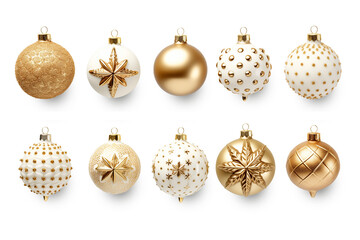 gold christmas decoration balls isolated on transparent or white background, png