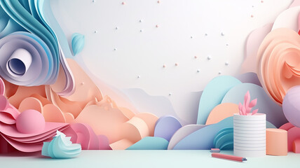 Fototapete - background back to school bright modern 3d.
