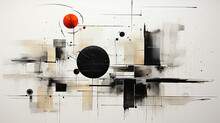 Monochrome Painting Geometric Shapes Flat Abstraction.