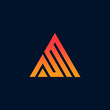 letter AM vector logo design template, monogram logo in orange color and black background