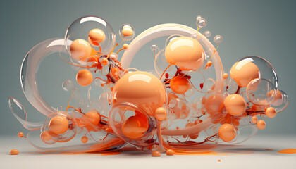 Poster - 3D render in abstract style,
