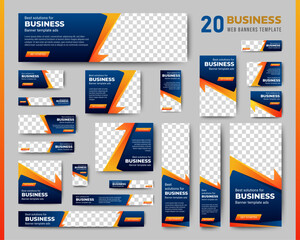Poster - Set of business web banners template design with image space. vector	