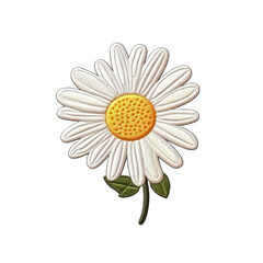 daisy flower embroidery patch isolated on transparent background. cute decoration for clothes and ac