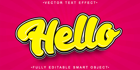 Poster - Cartoon Oldschool Hello Vector Fully Editable Smart Object Text Effect