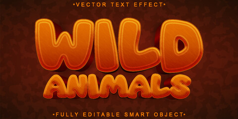 Poster - Cartoon Wild Animal Vector Fully Editable Smart Object Text Effect