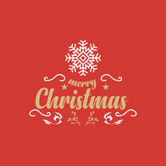 Wall Mural - Merry christmas text with snowflake design isolated