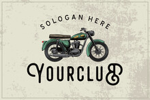 Vector Illustration Of Custom Motorcycle Vintage Bike Logo And T-shirt. Textured Background