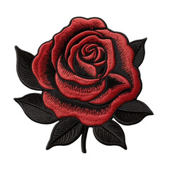 black rose embroidery patch isolated on transparent background. cute decoration for clothes and acce