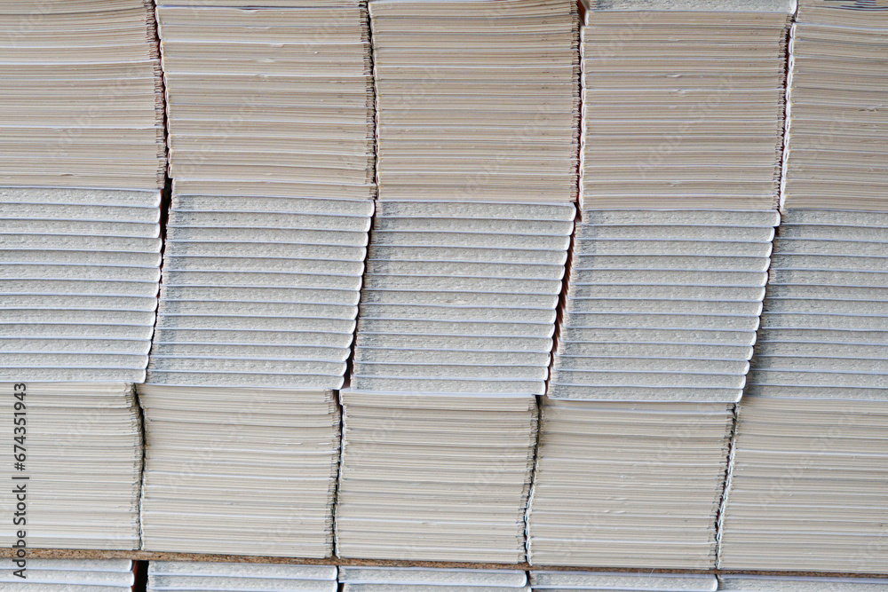 Stacks of books after going through printing production in the offset ...