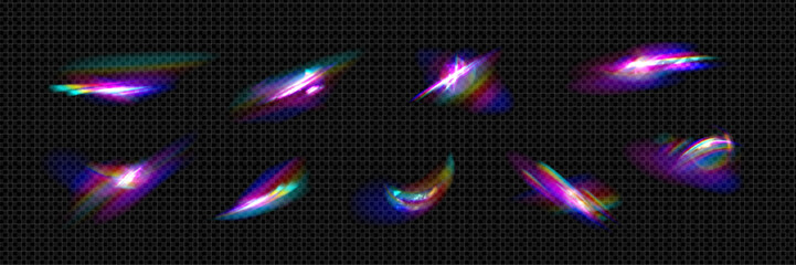 Poster - set of diamond light refraction effect on transparent background. vector realistic illustration of i