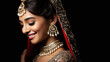 Close up side view of Beautiful indian bridal with jewelery
